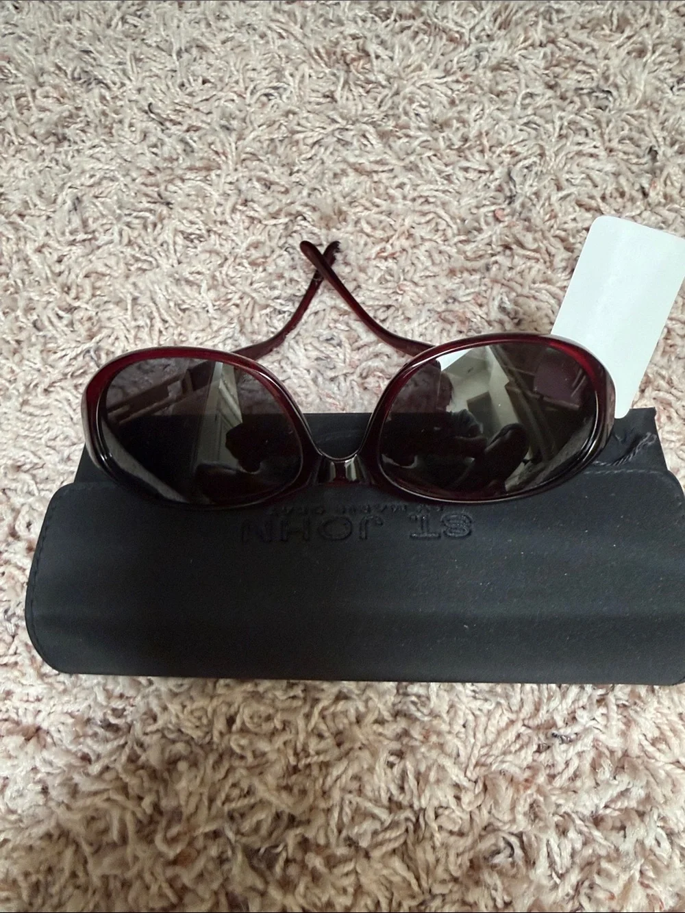 St. John Burgundy Oval Women's Sunglasses. Fits very small face frame.